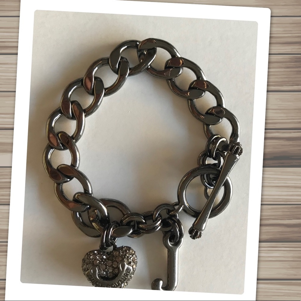Rare JUICY COUTURE Dark Pewter Toggle Bracelet!